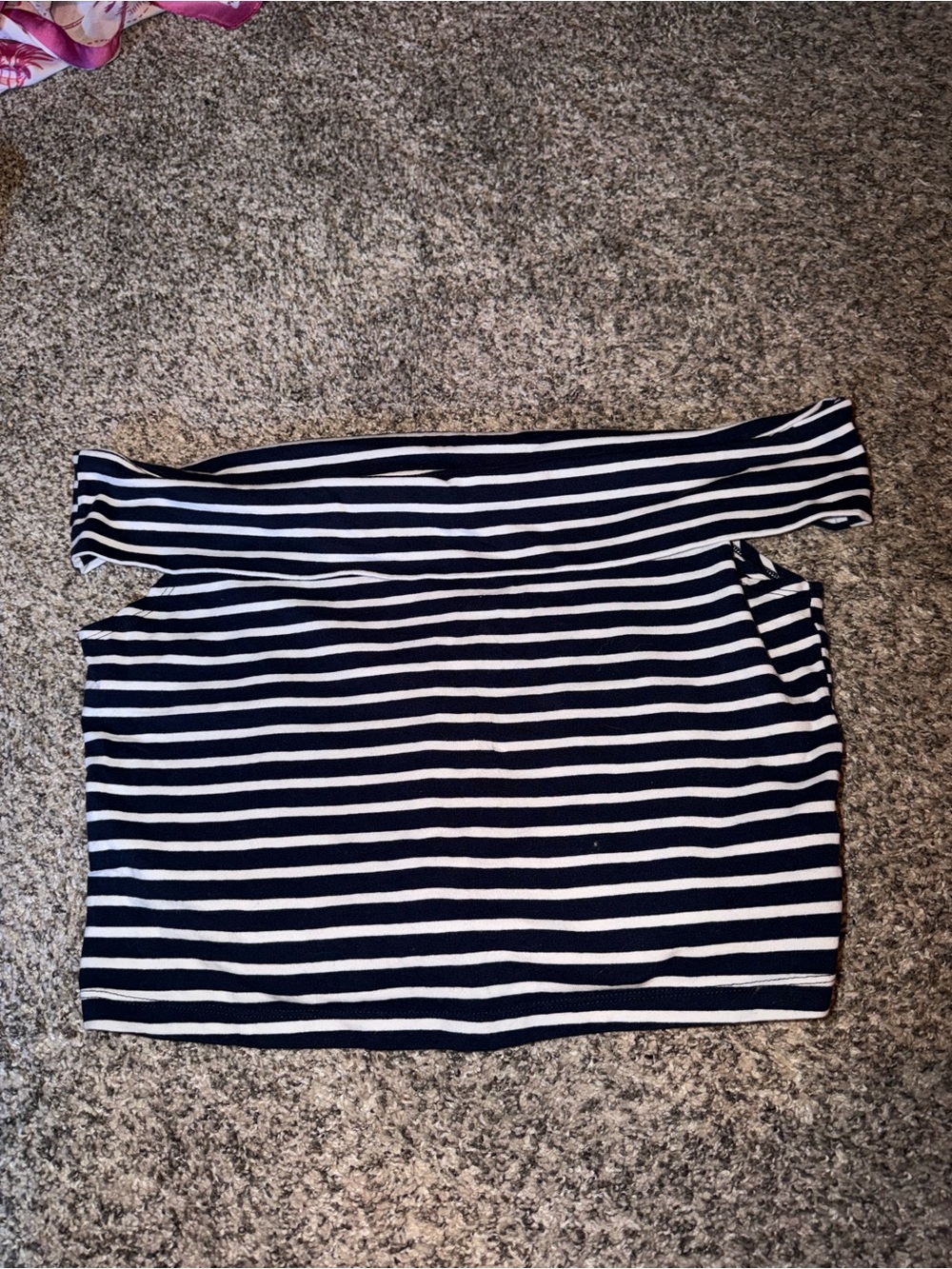 wild fable Navy and White Striped Off-Shoulder Crop Top